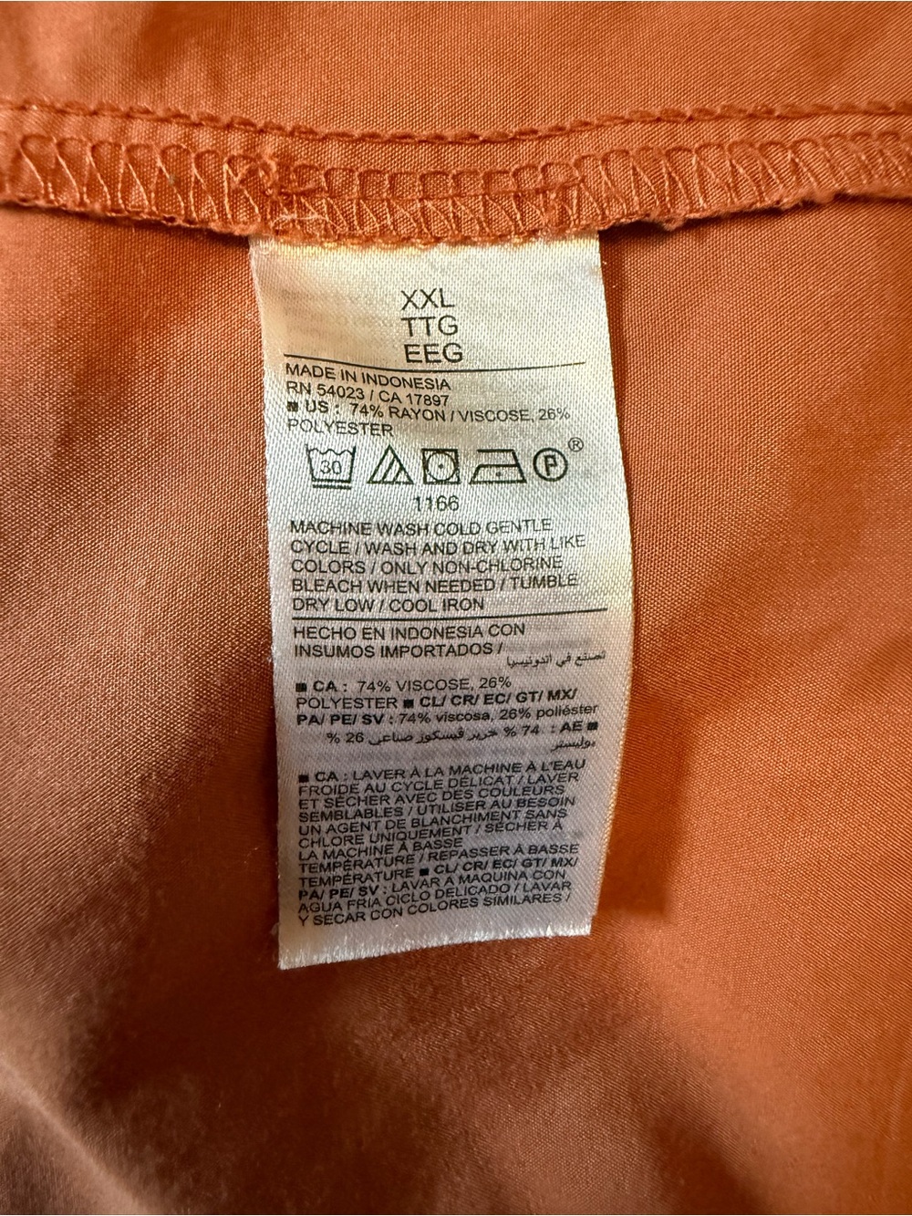 Old Navy Rust-Orange Collared Button-Down 3/4 Sleeve Blouse XXL - Picture 3 of 5
